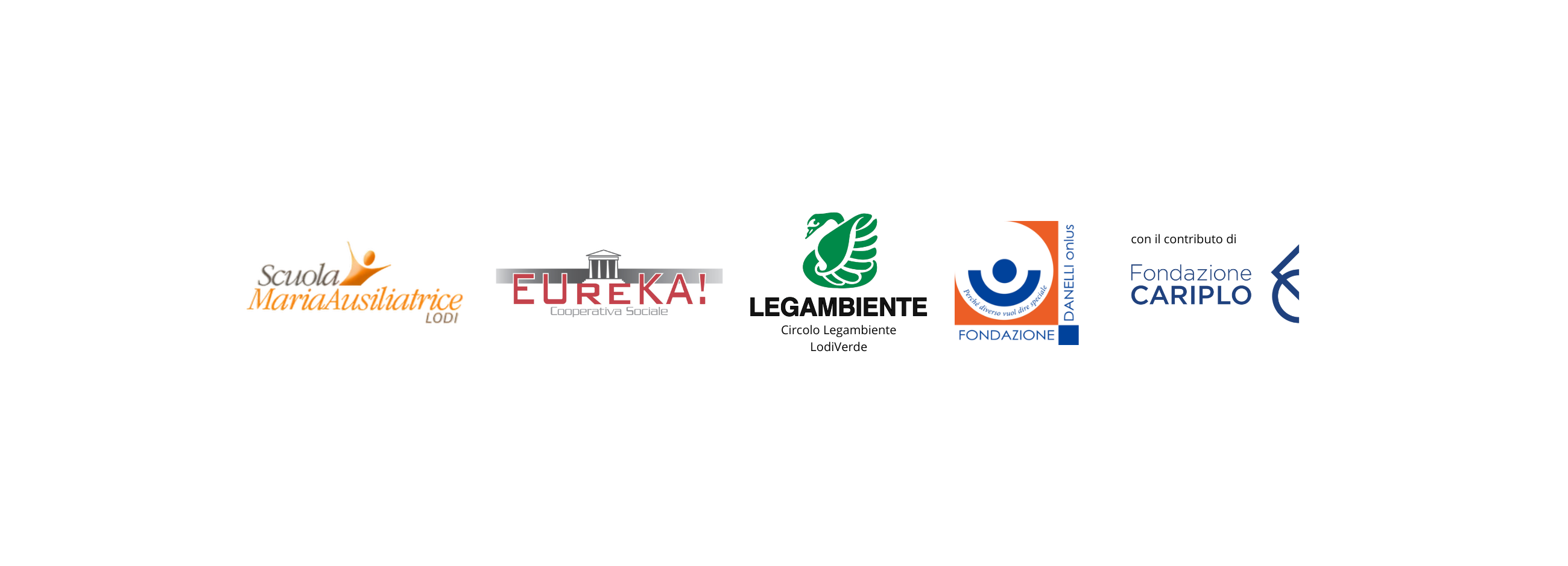 Loghi di Fondazione Danelli, della Scuola Maria Ausiliatrice, di Legambiente Lodi, di Coop. Sociale Eureka